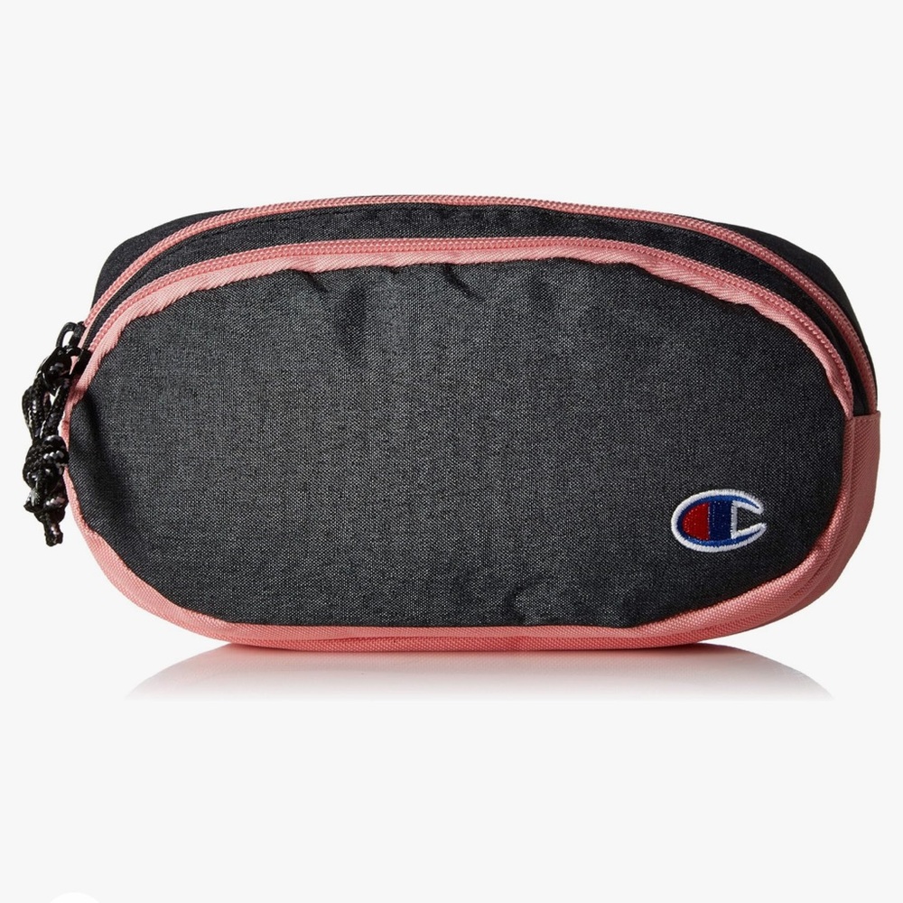🏷️ CHAMPION Single Adjustable Strap Fanny Pack Crossbody Bag GRAY/PINK Like New